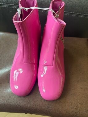 Kids Barbie Hot Pink Patent Ankle Boots